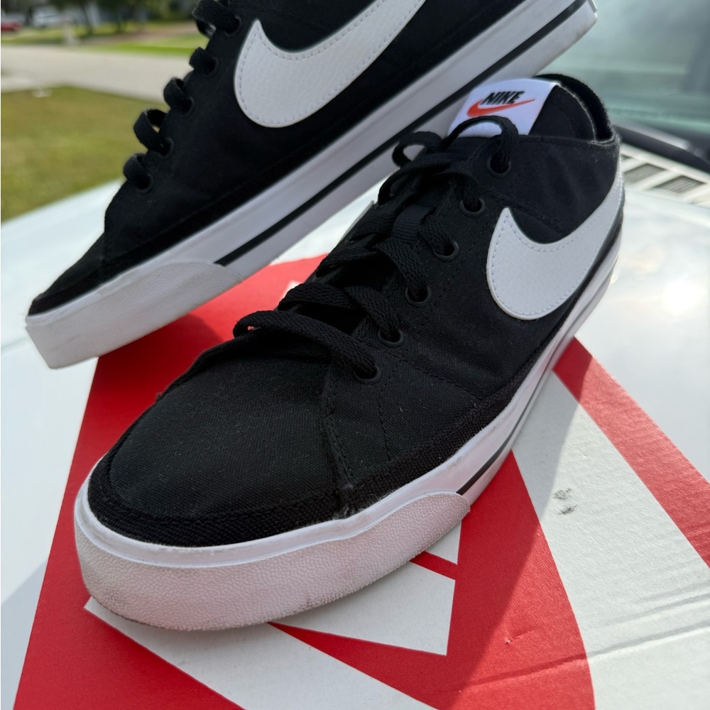 Nike Men's Black Canvas Sneakers with White Accents